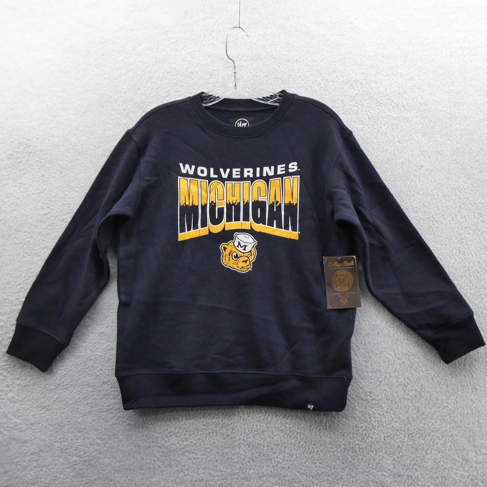 '47 Sweatshirt Kids Large Michigan Wolverines Navy Blue College Vault Logo